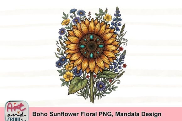 Download Boho Sunflower Floral PNG, Mandala Design - Mandala design Collection